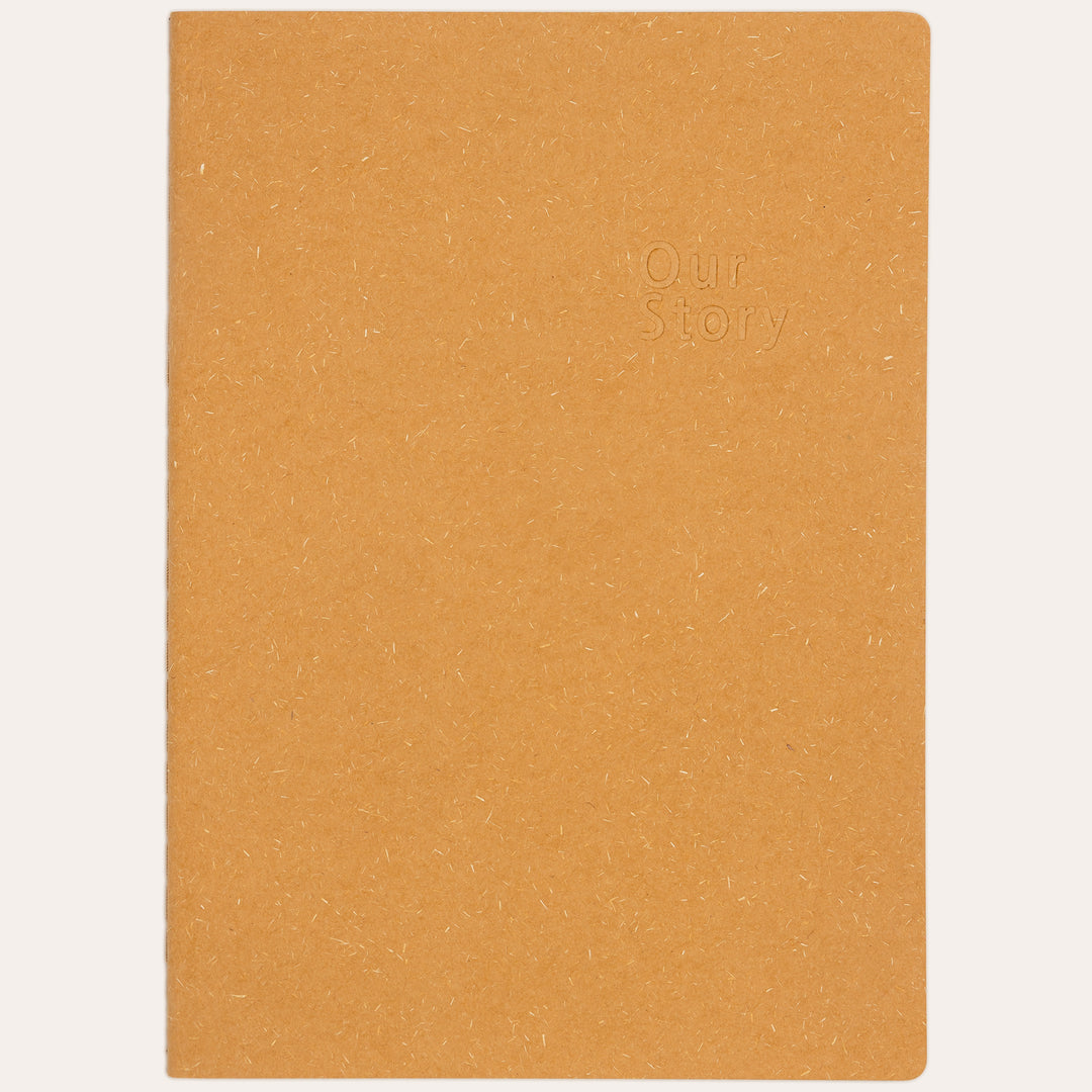 Amber Fields beige lined notebook flat lay – natural texture straw-fiber cover journal