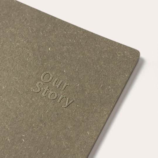 Amber Fields large grey lined notebook angled cover view – premium journal for writing