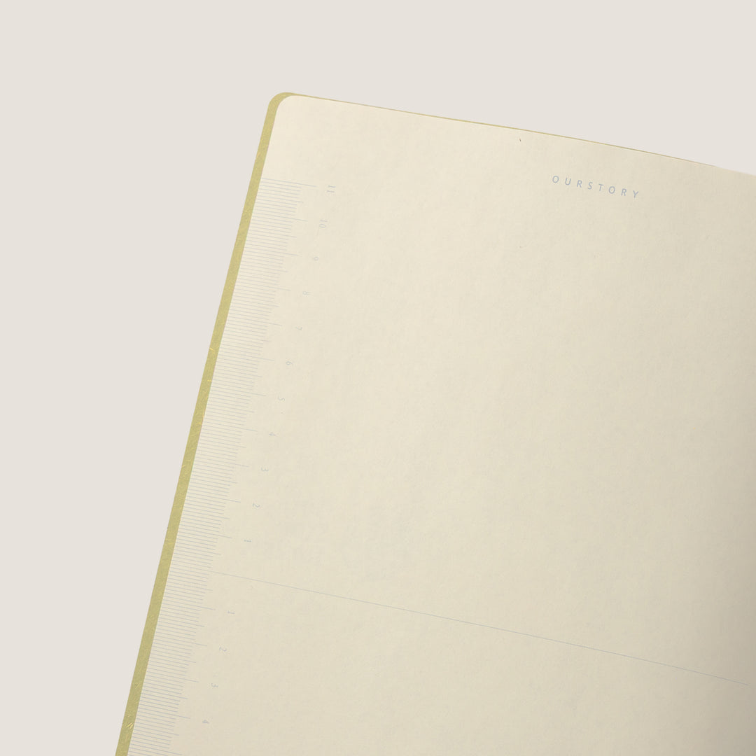 Amber Fields notebook internal ruler scale page – unique lined journal feature for measuring