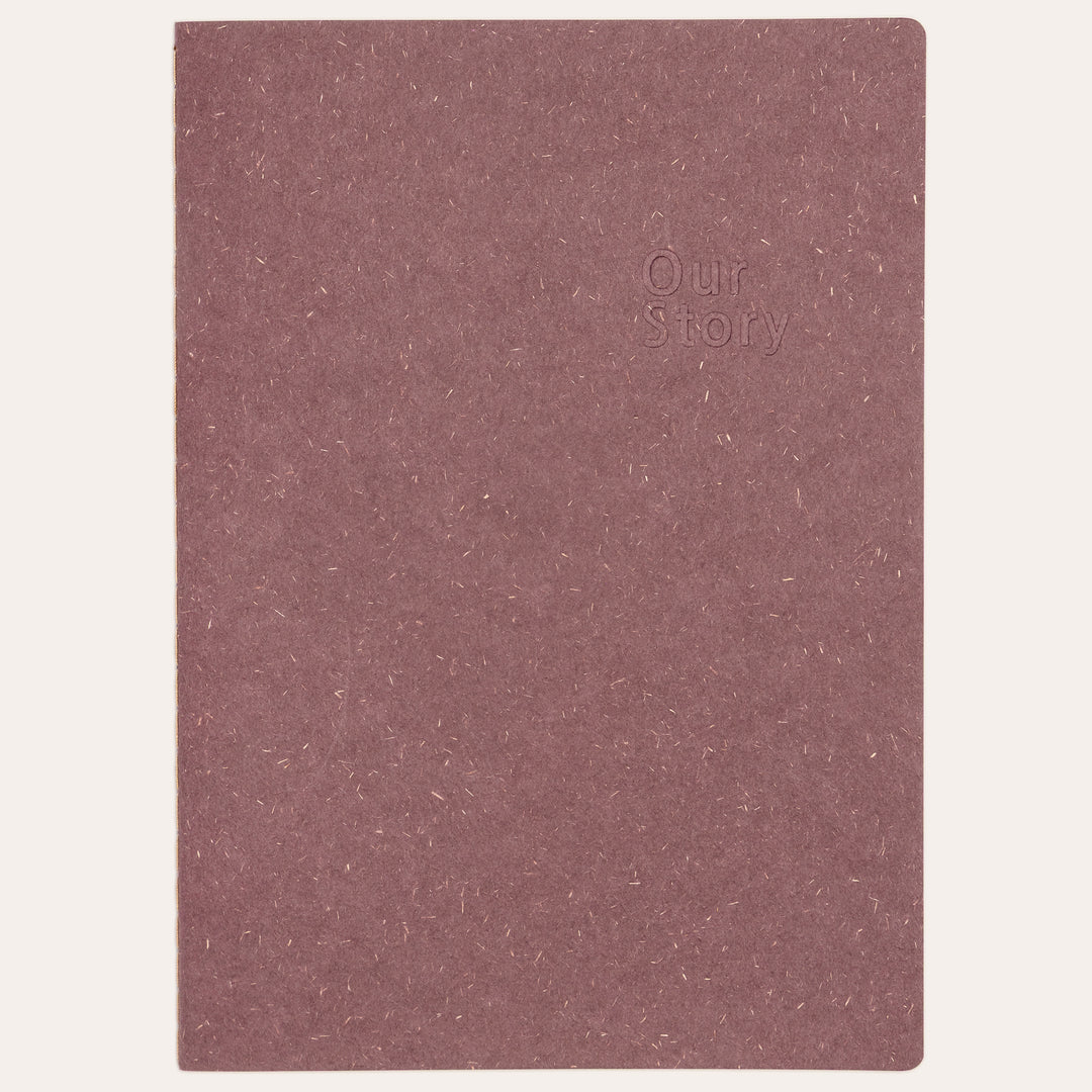 Amber Fields pastel violet lined notebook flat lay – natural texture straw-fiber cover journal
