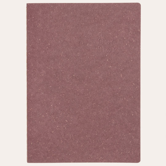 Amber Fields pastel violet lined notebook flat lay – natural texture straw-fiber cover journal