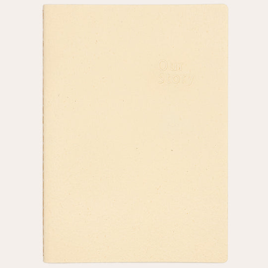 Amber Fields pure white lined notebook flat lay – natural texture straw-fiber cover journal
